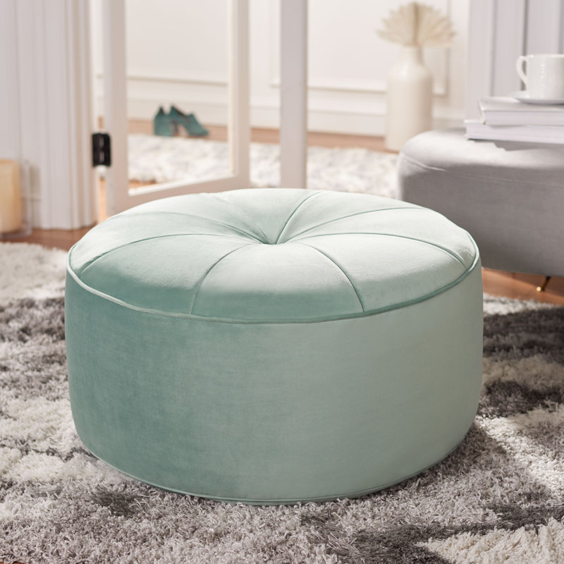 Velvet Pouf, Mint Green Velvet