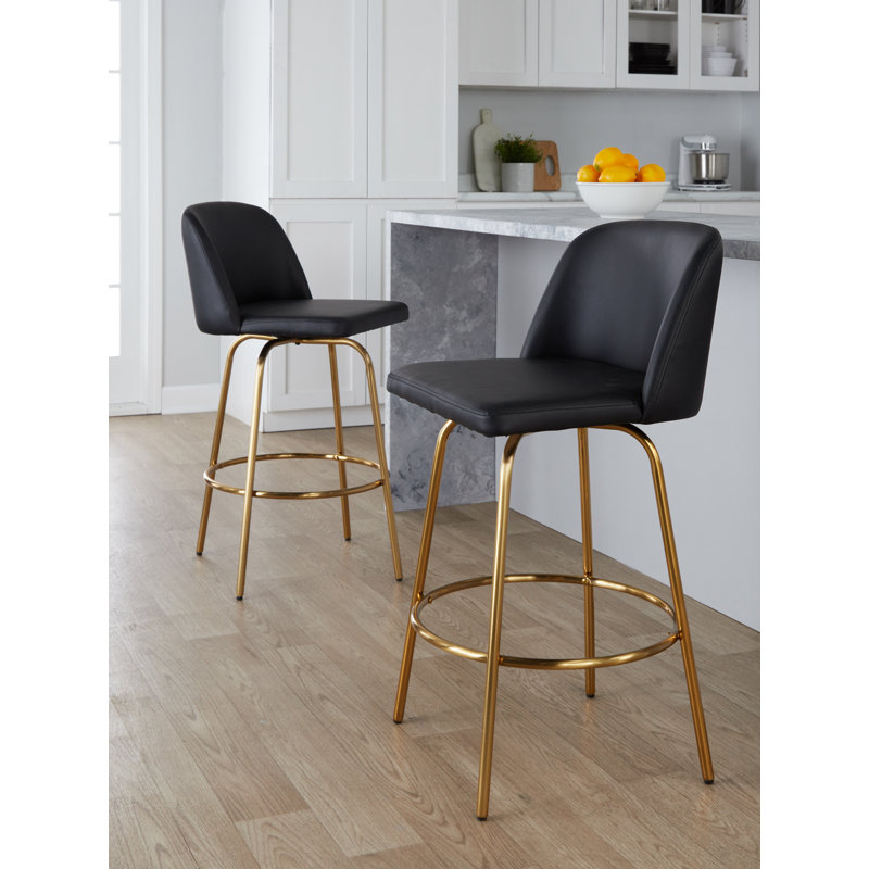Lillymae Swivel Upholstered Counter Stool with Metal Frame
