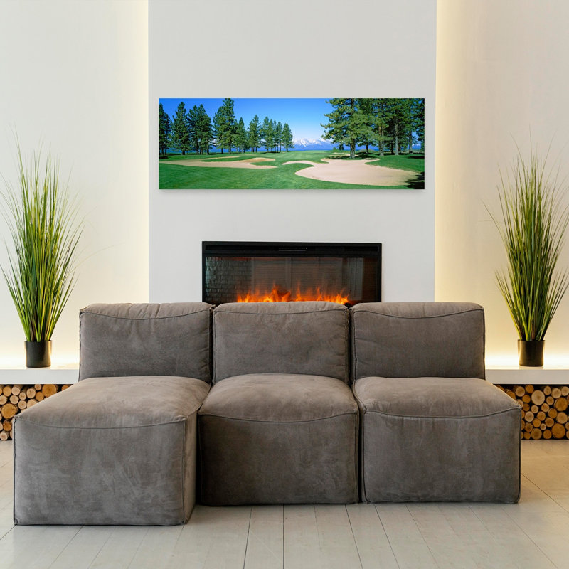 Sand Traps In A Golf Course Edgewood Tahoe Golf Course Stateline Douglas County Nevada USA by Chris John/PDI - Wrapped Canvas Panoramic Print