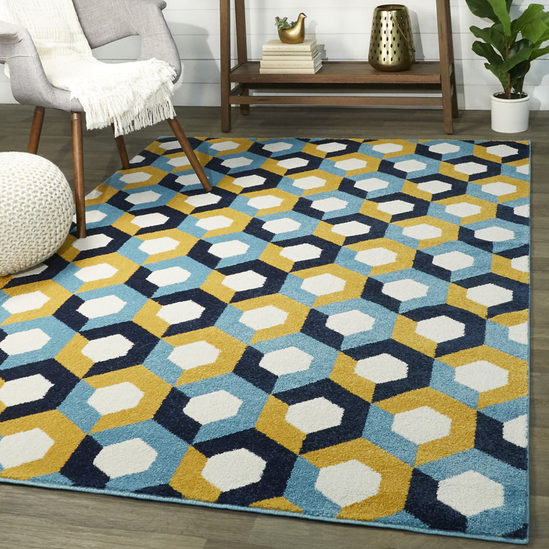 Tapis bleu Jasmyn, Rectangle 5 pi 3 po x 7 pi