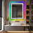 Bertram Led Bathroom Mirror With Lights, Wall-mounted With Bluetooth Speaker, Time & Date Display Anti-fog, Rgb Backlit And 3 Color Temperature Front Lighting, Dimmable Brightness, Ip65 Waterproof, Tempered Glass, Frontlit & Backlit-105531688