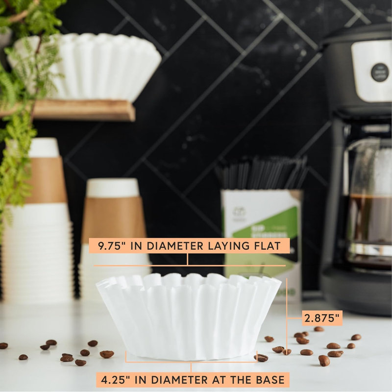 Tupkee Large 12-Cup Coffee Filters - 500-Count (9.75" x 4.25") Tall Walled
