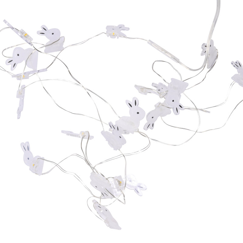 Lapin de Pâques 20 sapins éclairés et branches, Blanc