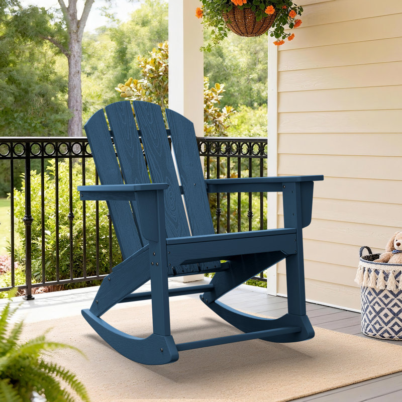 HDPE Wooden Rocking Adirondack Chair, Navy