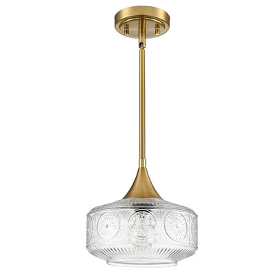 Gold Pendant Light with Clear Glass Shade