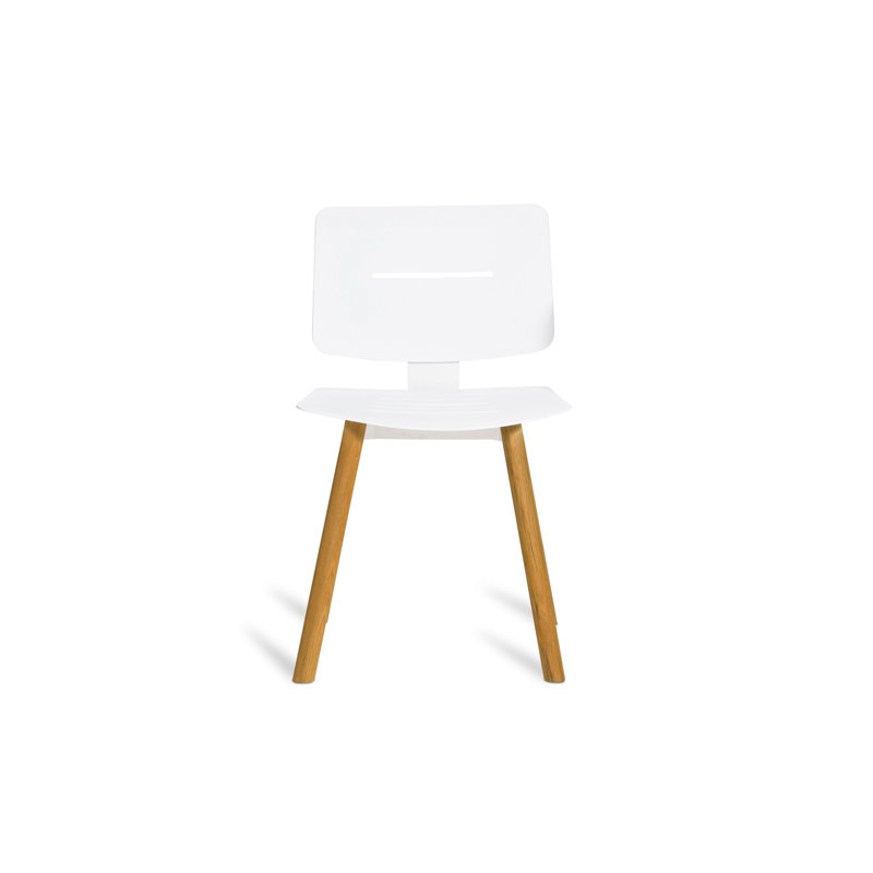 Coco Patio Dining Side Chair, White/Faux Teak, No, Does Not Apply