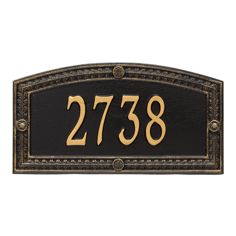 Plaque d'adresse murale standard personnalisée 1 ligne, Noir / or, Oui