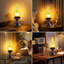Lampe de table Touch Touch Vintage | Lampe de chevet rustique rétro à 3 intensités avec abat-jour en verre ambré et ampoule DEL pour la chambre à coucher, le salon, la cabine, le bureau