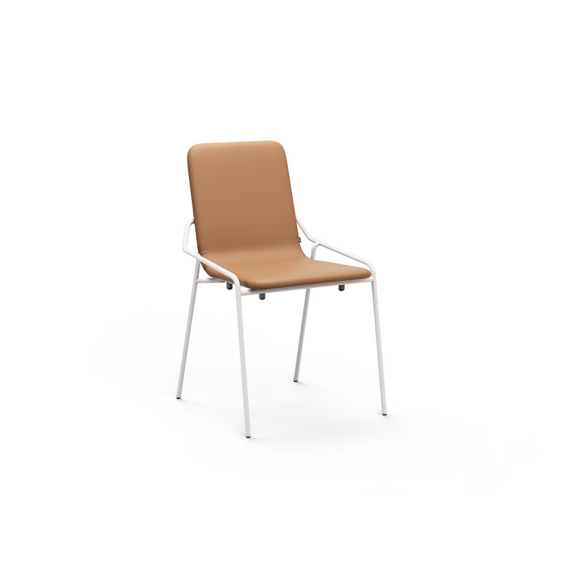 Dupont 18.5'' H Faux Leather Upholstered Side Chair, Camel, White