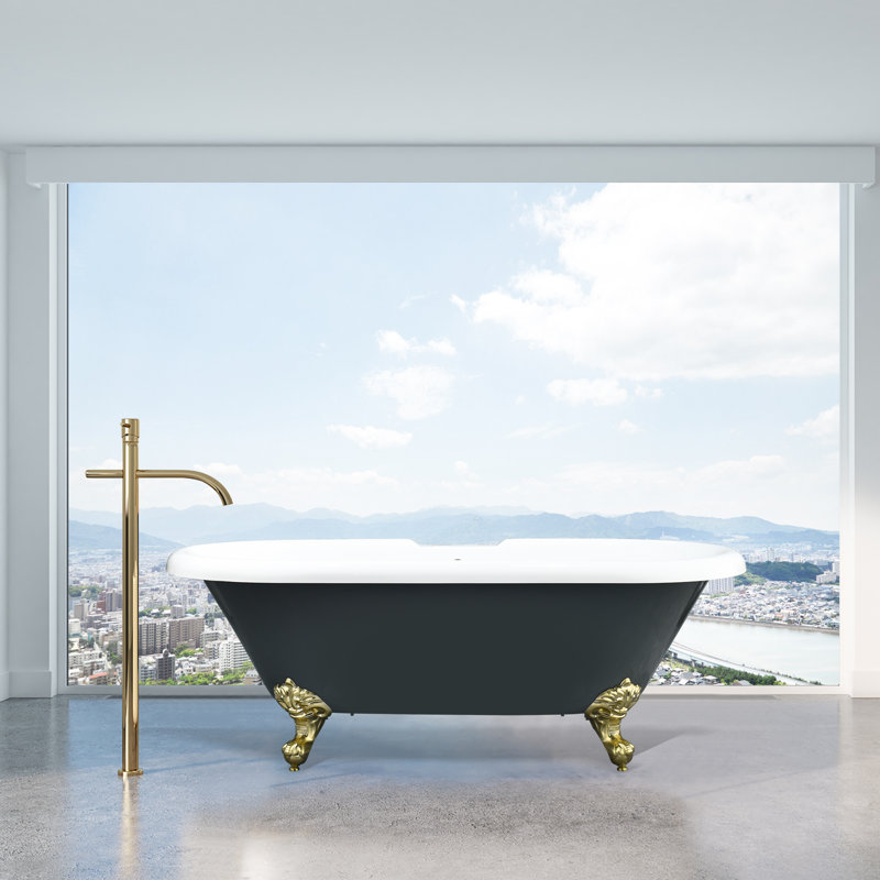 Elegant White Acrylic Clawfoot Freestanding Bathtub