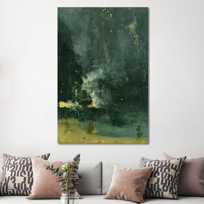 Nocturne en noir et or The Falling Rocket - reproduction d'art sur toile tendue, 60 po x 40 po, Gallery Wrapped Canvas