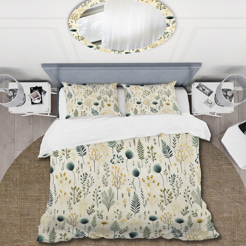 Ensemble de housse de couette Botanical Harmony II, Housse de couette pour grand lit et 2 taies décor