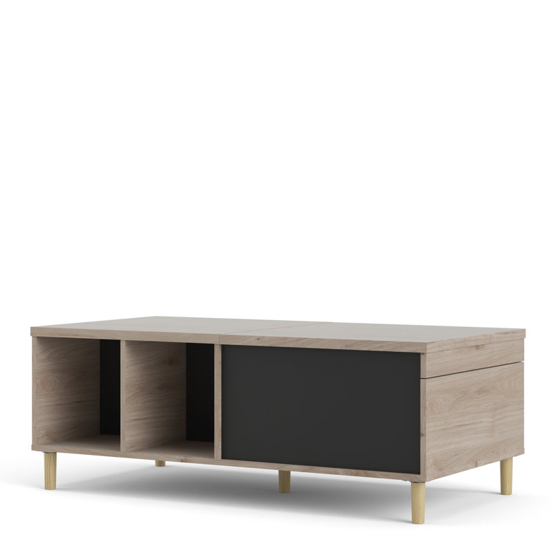 Gaen Four Leg Coffee Table with Storage, Black/Brown