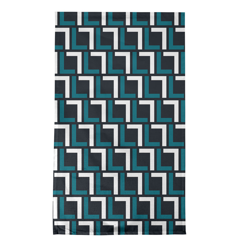 Torchon Maillard, polyester, Bleu sarcelle / blanc / noir