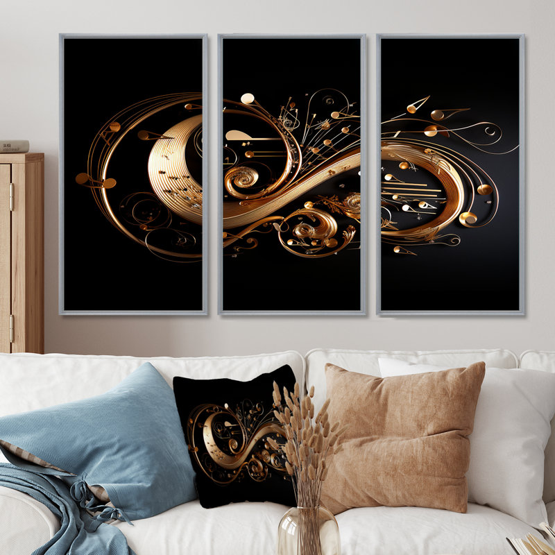 Ensemble de salon Rivka - Music Wall Art, H 40 po x l 60 po x P 1 po, Encadrement argenté