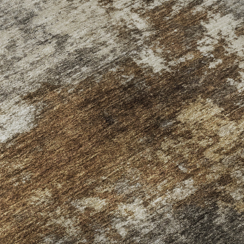 Tapis abstrait lavable à la machine de qualité supérieure Mayfield, Brun, 1 pi 8 po x 2 pi 6 po