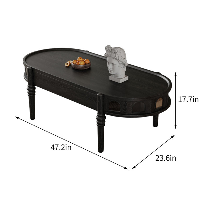European Style Simple Casual Coffee Table Solid Wood Coffee Table, Black
