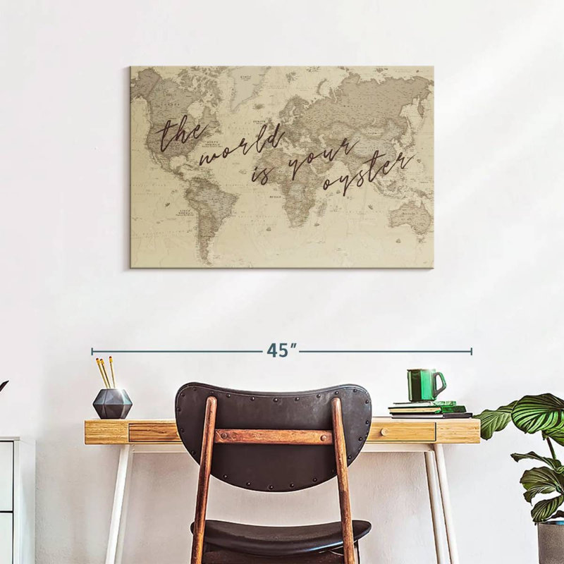 «The World is Your Oyster Map», reproduction sur toile tendue, H 24 po x l 36 po x P 1,25 po