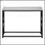 Console moderne moderne avec plateau en stratifié gris et base en métal noir, parfaite pour les vestibules et les canapés-1180696051