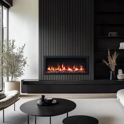 42 Inch Smart Linear Electric Fireplace - Clean Hidden Vent Design, Flame With 9 Colors, Recessed In-wall Or Wall-mount Or Free Standing, Compatible With Alexa And Google Assistant
