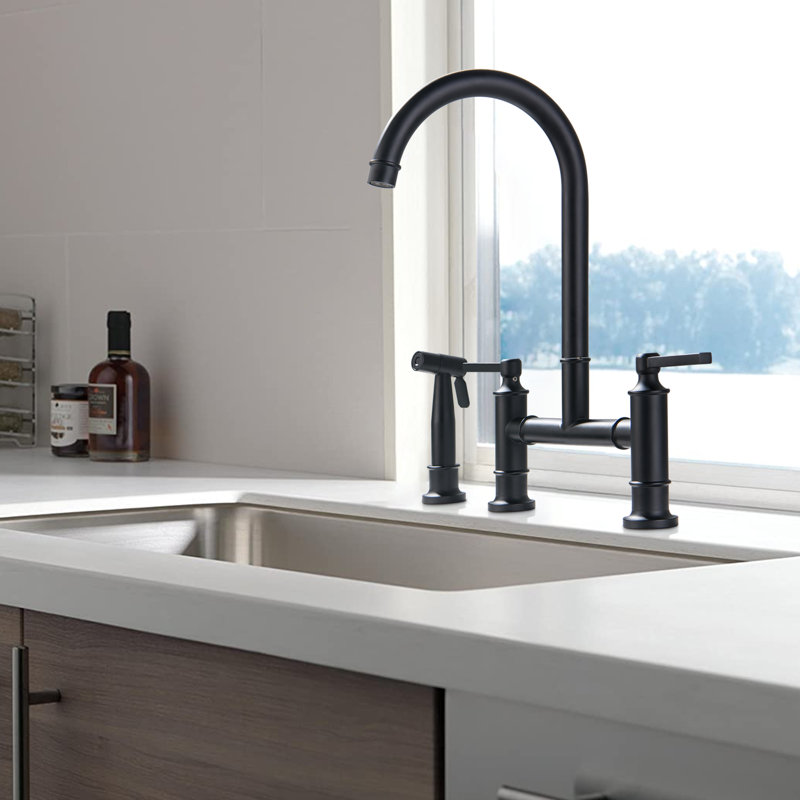 Homein Kitchen Faucet with Side Spray, Matte Black