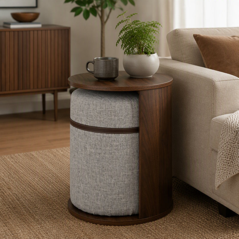 Table d'appoint extensible en forme de U, avec un système de poussée-traction flexible, idéale pour une utilisation à côté des canapés du salon, répondant à divers besoins d'aménagement de l'espace.