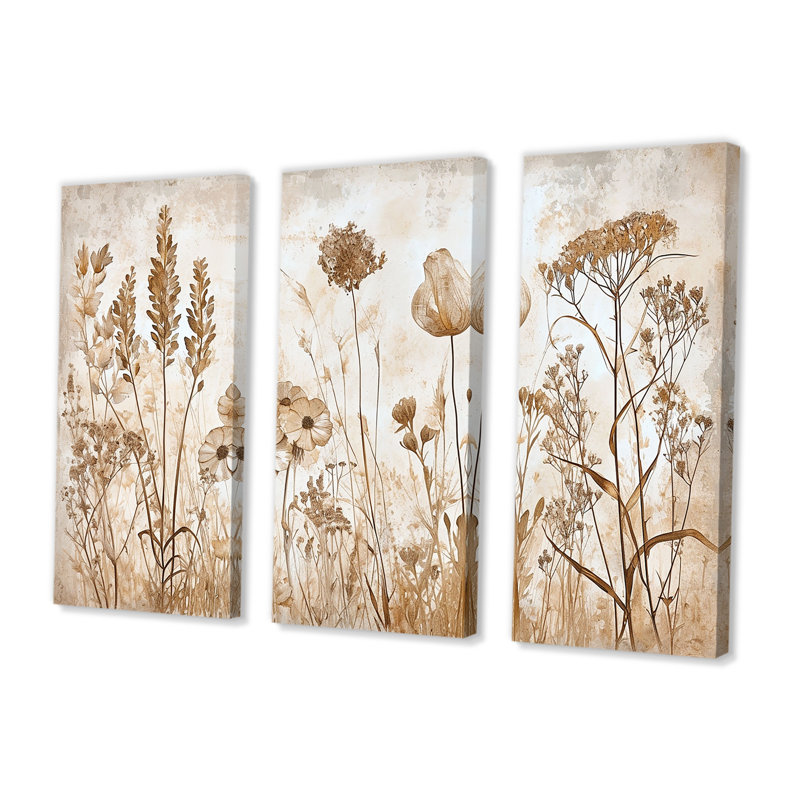 Geoffrey - Autres plantes et fleurs, ensemble de décorations murales, Toile tendue, H 40 po x l 60 po x P 1 po