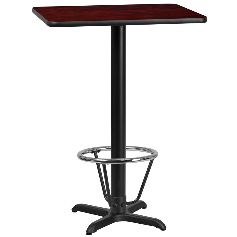 Plateau de table rectangulaire en stratifié basque et base à pied basque, H 43,125 po x l 24 po x p 30 po, Acajou