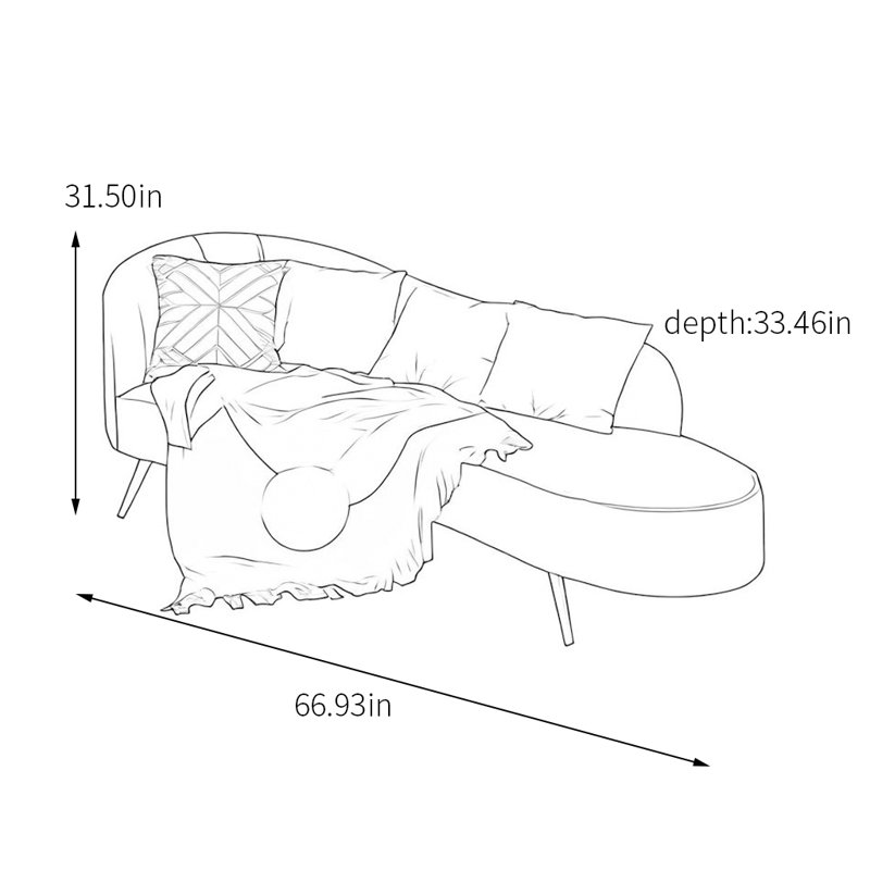 Chaise longue en tissu de qualité supérieure, Orienté à gauche (vu de face)