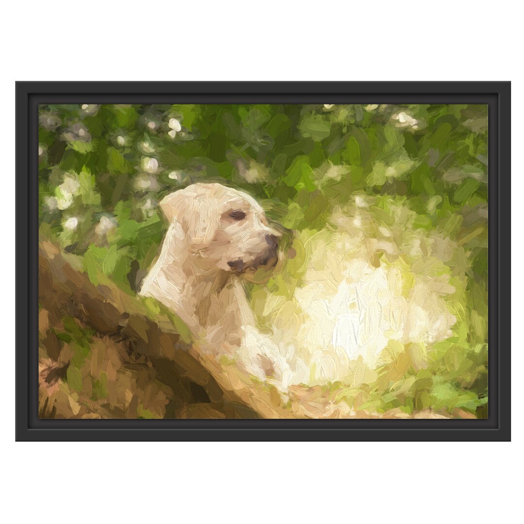 Gerahmtes Wandbild Labrador WelpeWald