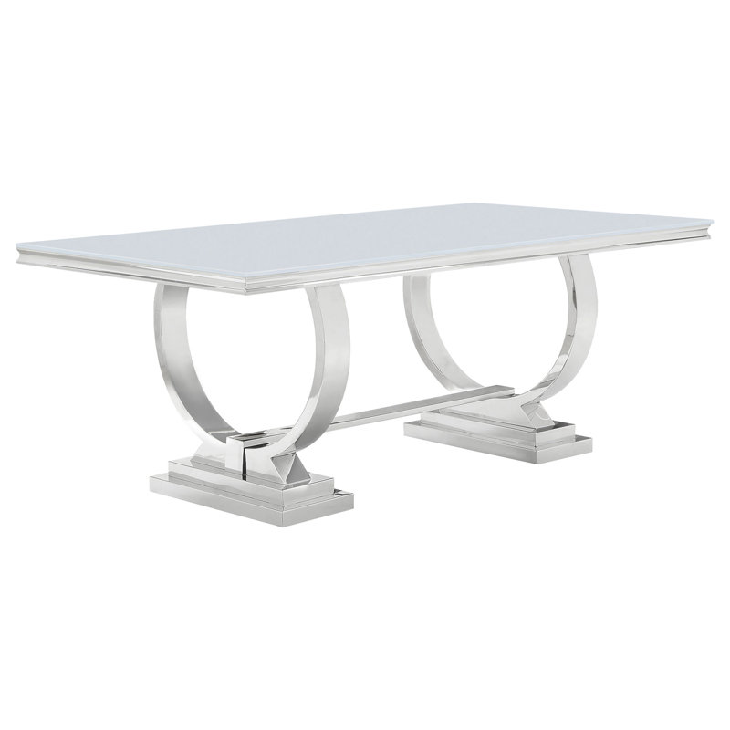 Table de salle à manger Mercy, Transparent / Argent