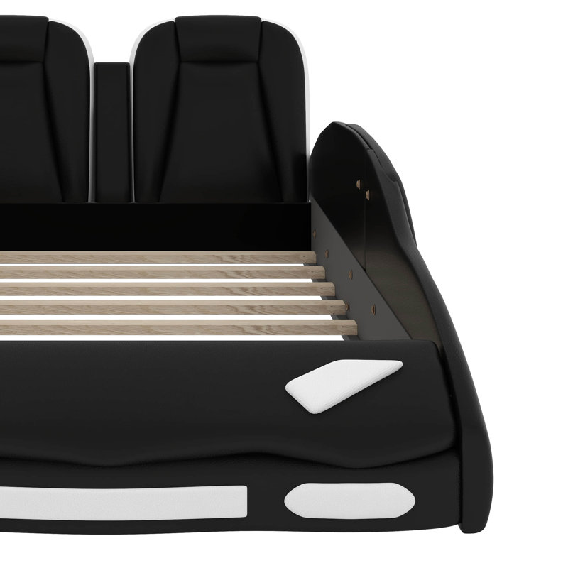 Lit plateforme simple en forme de voiture avec roulettes, Black