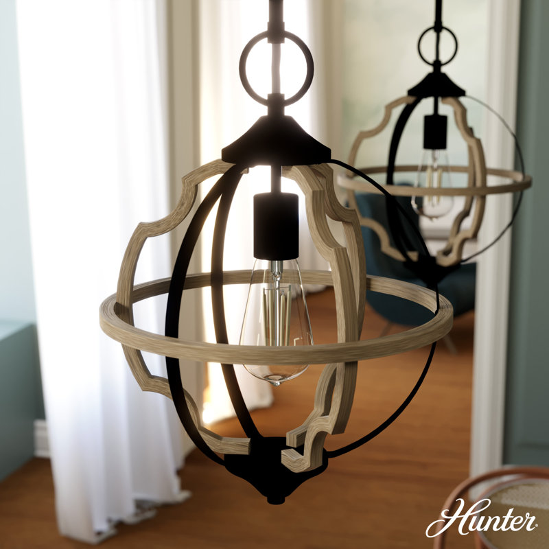 French Oak Rustic Iron 16.75" Transitional Mini Pendant Light