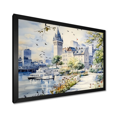 Vieux port de la ville française, scène I - France, art mural, salon