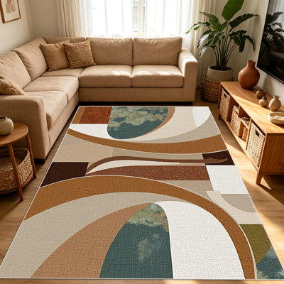 Tapis géométriques abstraits pour salon de 1 pièce, doux et confortables, convenant à toutes les saisons, faciles à entretenir, tapis d'intérieur lavable à la machine, convenant à une chambre à coucher, une salle à manger, un bureau, un balcon, un patio, un décor intérieur ou extérieur.