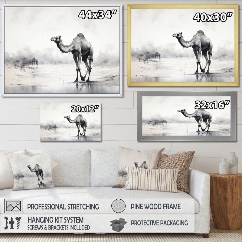 Minimalisme monochrome chameau II sur toile, H 24 po x l 32 po x P 1 po, Toile tendue