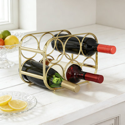 Support à vin en métal pour comptoir, support pour 6 bouteilles, aucun assemblage requis, conception robuste et peu encombrante pour la cuisine, le bar ou l'armoire