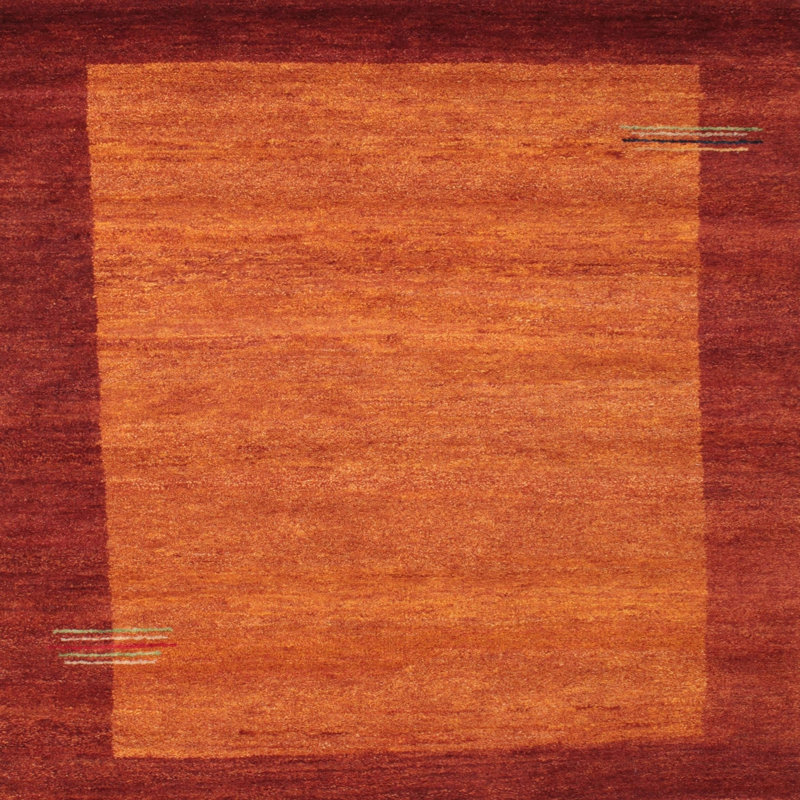 Tapis contemporain orange / rouge, Carré 4 pi