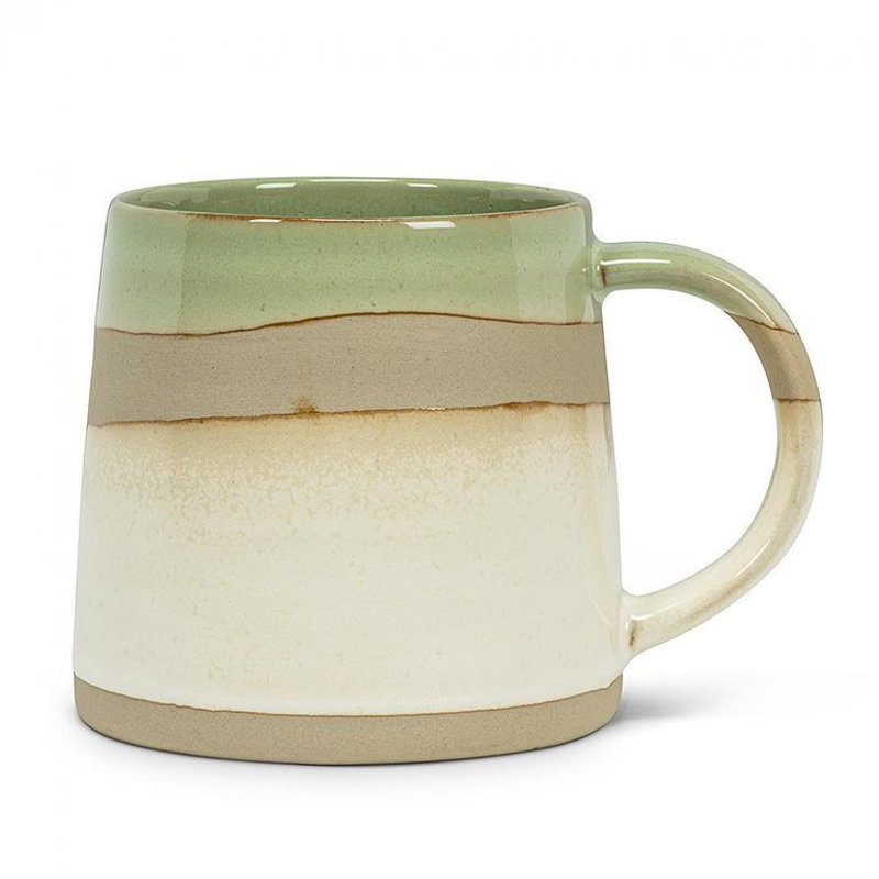 Grande tasse rustique verte et blanche