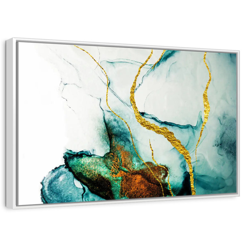 Lucilla Gold Streaks, Floating Frame White, 19" X 13"