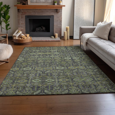 Premium Machine Washable Cerrito AMF574 Green Rug