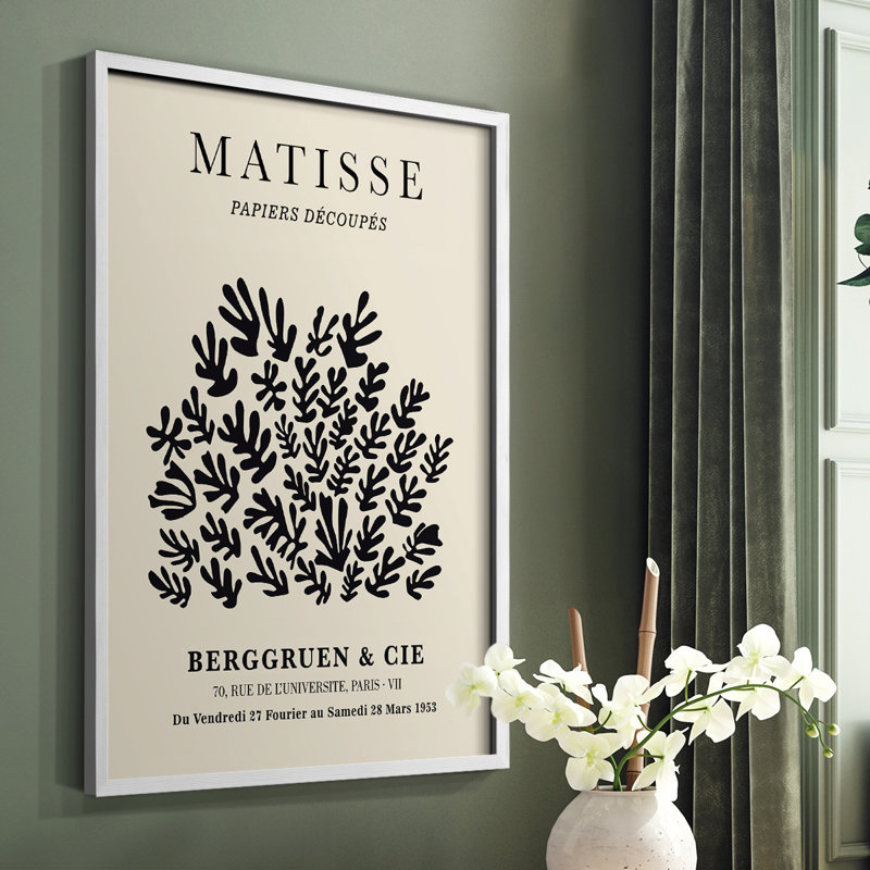 Matisse CXC, reproduction encadrée - bois massif, Blanc, H 14 po x l 11 po
