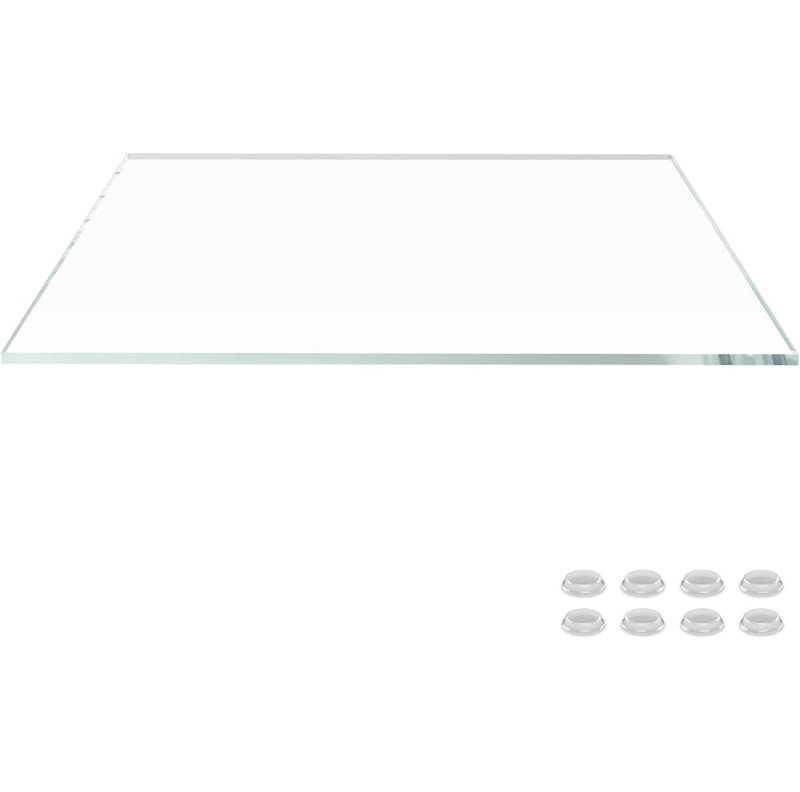 Rectangle Clear Low Iron Glass Tabletop 1/4 Inch Thick Flat Edge Polish Tempered, 36" H x 60" W x 0.25" D
