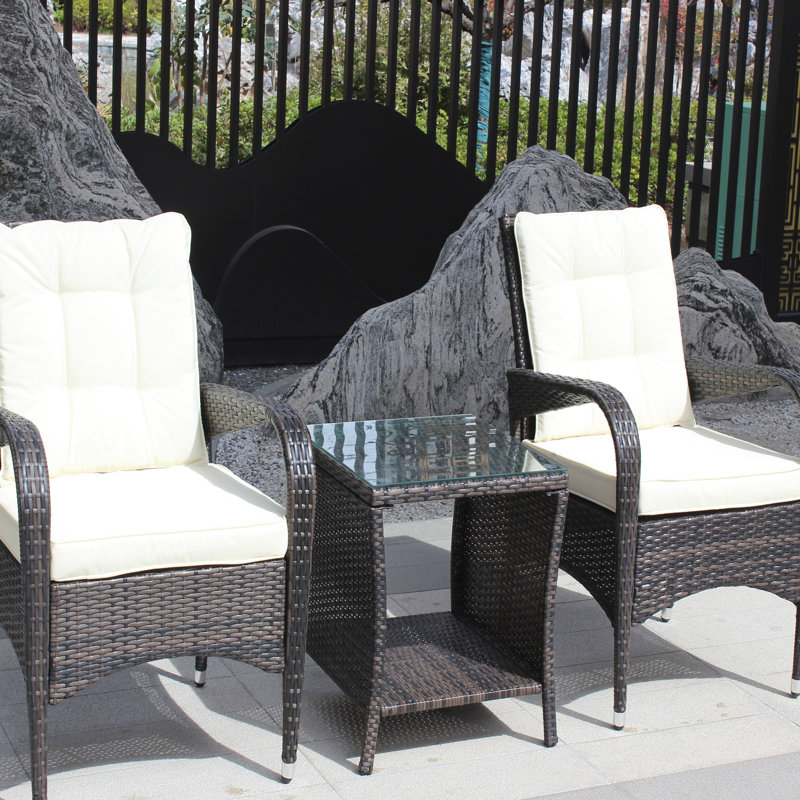 Mobilier de patio 3 pièces: modulaire avec coussins de siège et table basse beiges - Améliorez votre expérience en plein air Pièce: Chaises et à l'eau