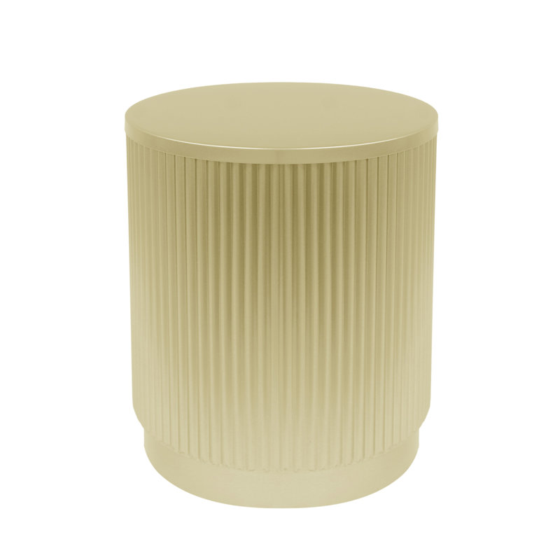 Golden Round Side Table With Vertical Stripes