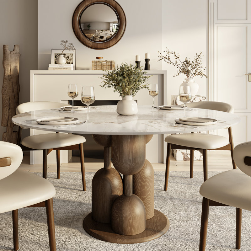 Table de salle à manger Amberly Luxury Modern, H 29,52 po x l 53,15 po x P 53,15 po, Chanel