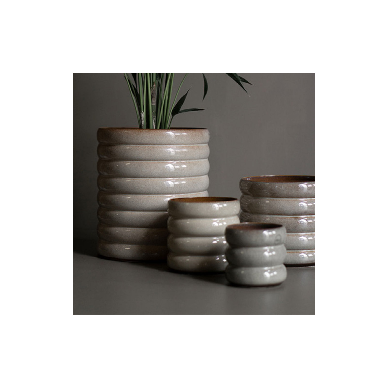 Ceramic Pot Planter, 3.94" H x 3.94" W x 3.94" D, Brown