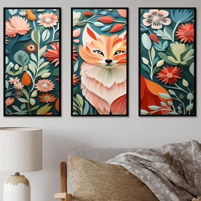 Art mural orange et renard orange dans le style Mattie II - Renard