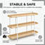 Console à 3 niveaux, tablette de rangement ouverte en bois clair avec structure en métal blanc, tablette latérale étroite pour salon, chambre à coucher, entrée derrière un canapé-1847550127