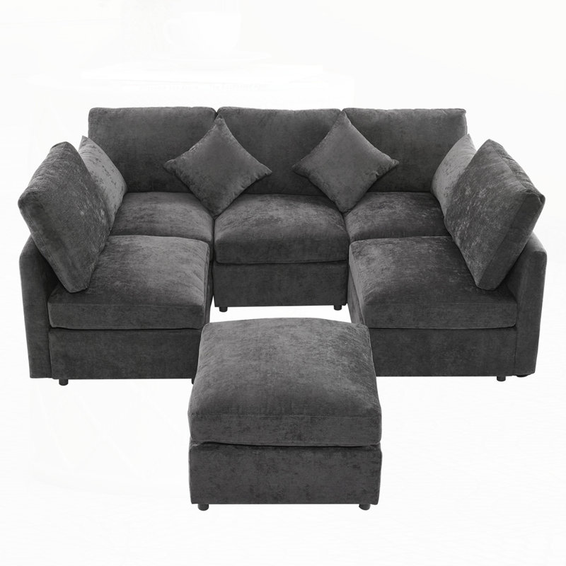 Sectional Sofa Modular Sofa U-shaped Sofa Couch, Black